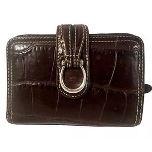 Brighton Crocodile Embossed Leather Womens Wallet Brown